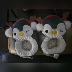 Squishmallows Penguin Slippers with Antlers
